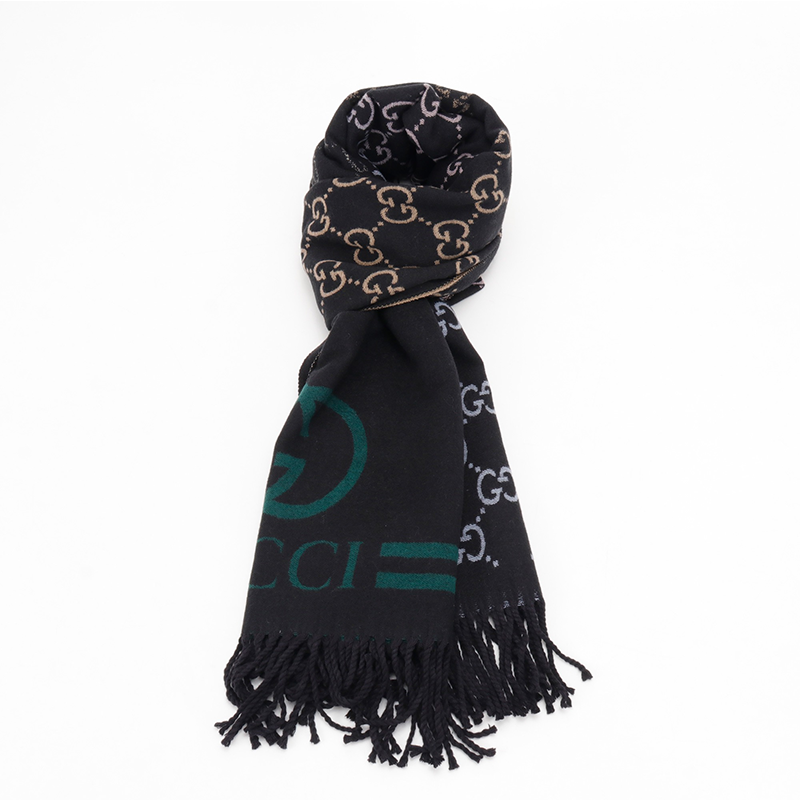 Gucci Scarf  Double-Sided Jacquard Cashmere Wool Long Scarf Same Style for Men and Women