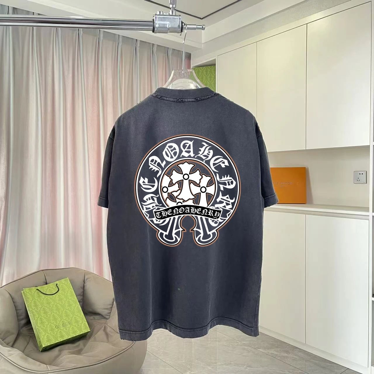Chrome Hearts T-shirt Sanskrit Script Print logo round Neck Short Sleeve25ss New pure cotton T Unisex T-Shirt OS Drop Shoulder Loose Fit Base Shirt Top T-Shirt Short Sleeve