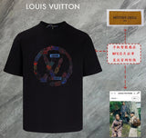 Louis Vuitton LV T-shirt Circular Colorful Brand Print on the Chest logo round Neck Short Sleeve25ss New Pure Cotton Unisex Style T T-shirt OS Loose Fit Base Shirt Top Half Sleeve T-Shirt