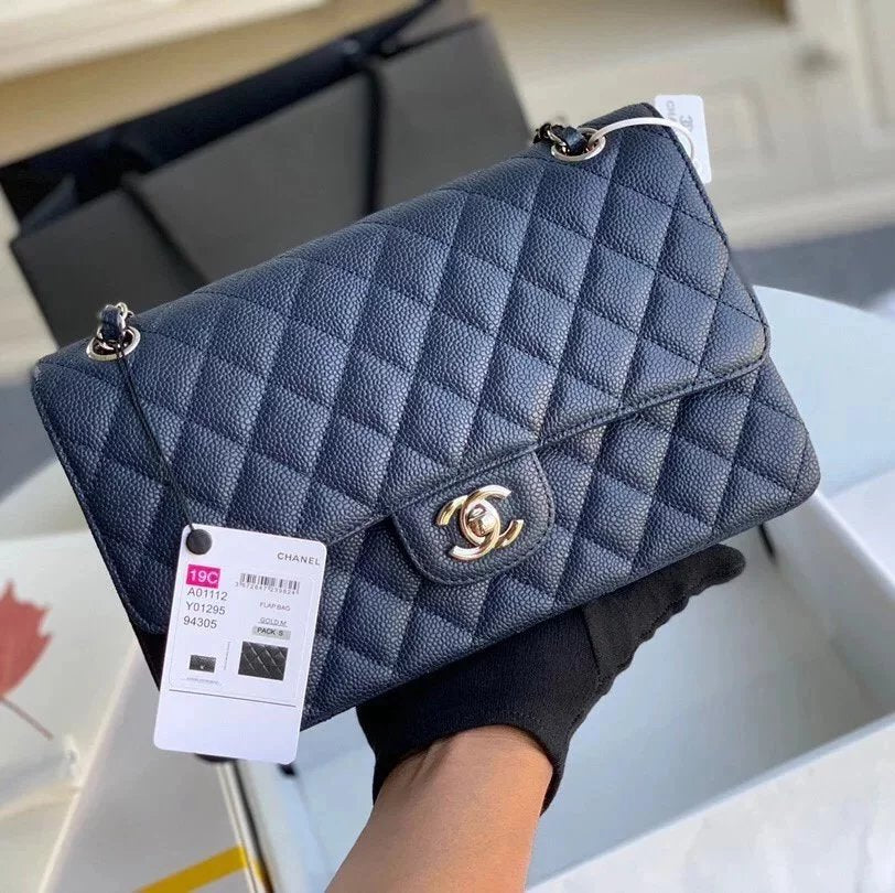 Chanel Women's Bag Top version 【Level Surrogate Shopping】New Classic CF Bag ClassicFlap2.55CF Medium25cm Original Leather Ball Pattern Caviar Diamond Chain Sheepskin Bag Shoulder Messenger Bag Women's Bag1112CF25cm Medium