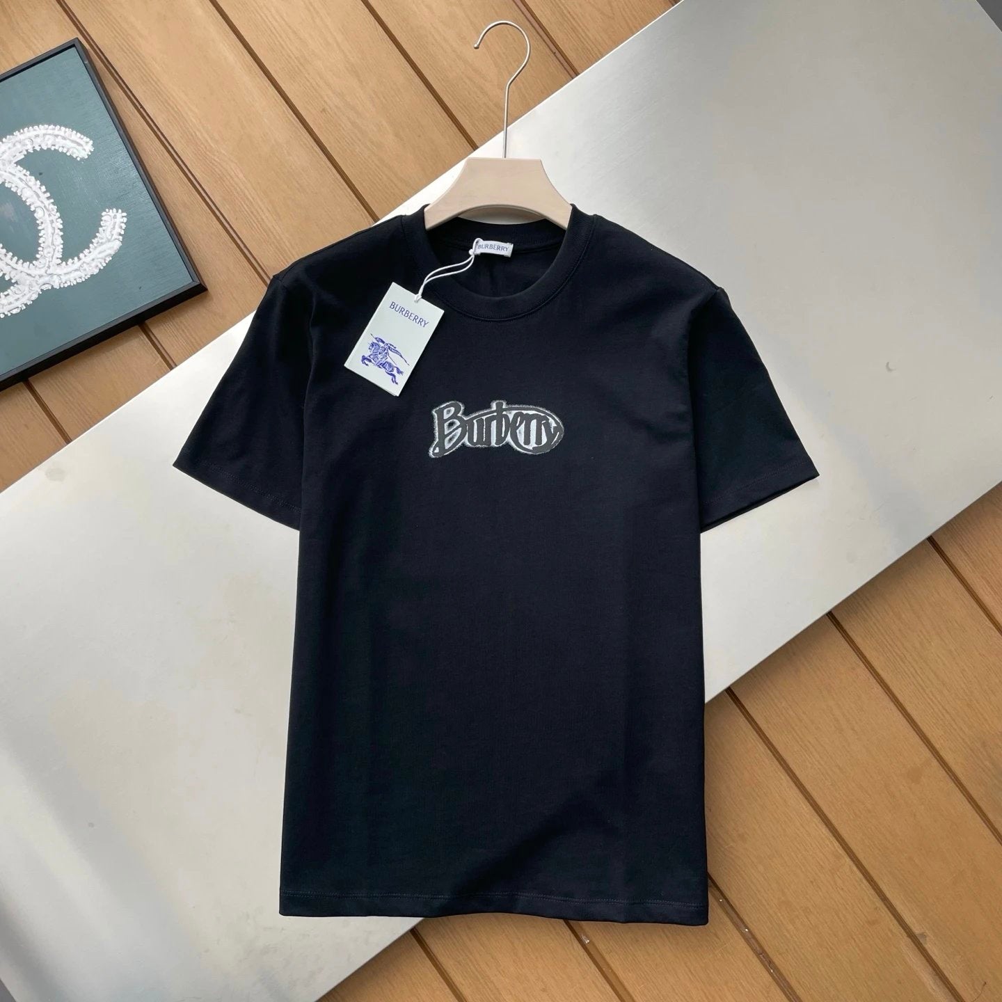 Burberry T-shirt Chest Letter Print logo round Neck Short Sleeve25ss New Pure Cotton Unisex Style T Casual T-Shirt Base Layer Shirt OS Loose Fit Half Sleeve Top Plus Size