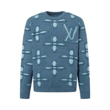 Louis Vuitton LV Sweater Fully covered logo Jacquard Crew Neck Sweater Long Sleeve Pullover Thickened Lazy Style OS Loose Fit Unisex Knit Top Jacket Versatile Casual Wearable Inside and Outside