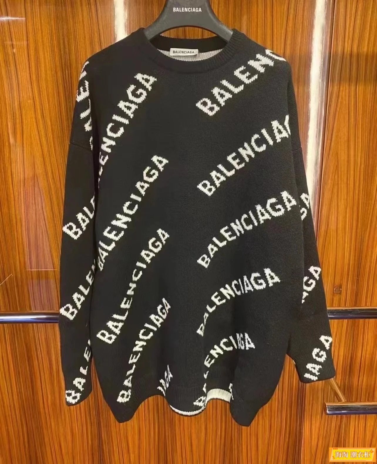 Balenciaga Clothing New Letters logo Jacquard Knit Casual round Neck Sweater Men's Top Women's