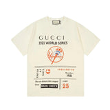Gucci T-shirt Classic Chest Lettering1921Tennis Pattern Print logo round Neck Short Sleeve25ss New Pure Cotton Unisex Style T T-shirt OS Loose Fit Base Shirt Half Sleeve T-Shirt Top Half Sleeve