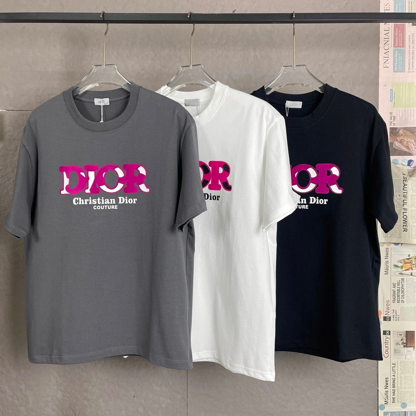 Dior T-shirt Front Color-Block Letter Print logo round Neck Short Sleeve25ss New pure cotton T Unisex T-Shirt OS Loose Fit Base Shirt Top Half Sleeve T-Shirt