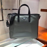 PRADA Bag Top version Latest Nylon Cloth Briefcase Tote Bag Shopping Bag Original Imported Cowhide Handle Tote Bag Handbag Shoulder Bag Messenger Bag Men's Bag Men's Bag2VG064