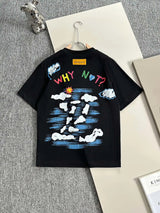 Louis Vuitton LV T-shirt Back Letter Pattern Graffiti Print logo round Neck Short Sleeve25ss New pure cotton T Unisex T-Shirt OS Loose Fit Base Shirt Top Half Sleeve T-Shirt