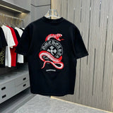 Chrome Hearts T-shirt Colorful Horse Hoof Sanskrit Embroidery logo round Neck Short Sleeve25ss New Pure Cotton Unisex Style T T-shirt OS Loose Fit Base Shirt Top Half Sleeve T-Shirt