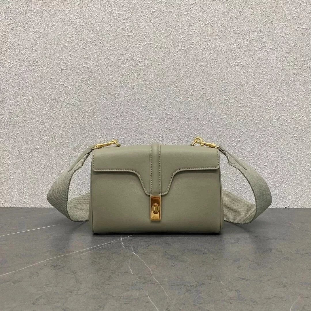 Celine women's bag Top version 【Kowloon Leather Original Leather】New teensoft16Handbag Small Size Wide Shoulder Strap Shoulder Messenger Bag Women's Messenger Bag Sun Yi Same Style Women Bag