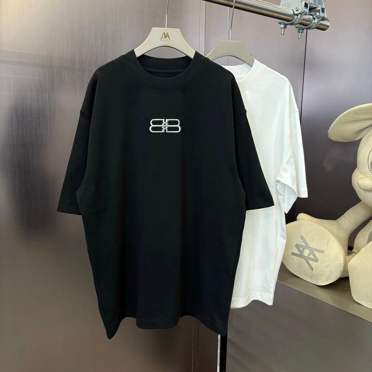 Balenciaga T-shirt 3D Chest Double BB Letters logo round Neck Short Sleeve25ss New Pure Cotton Unisex Style T T-shirt OS Loose Fit Base Shirt Top Half Sleeve T-Shirt