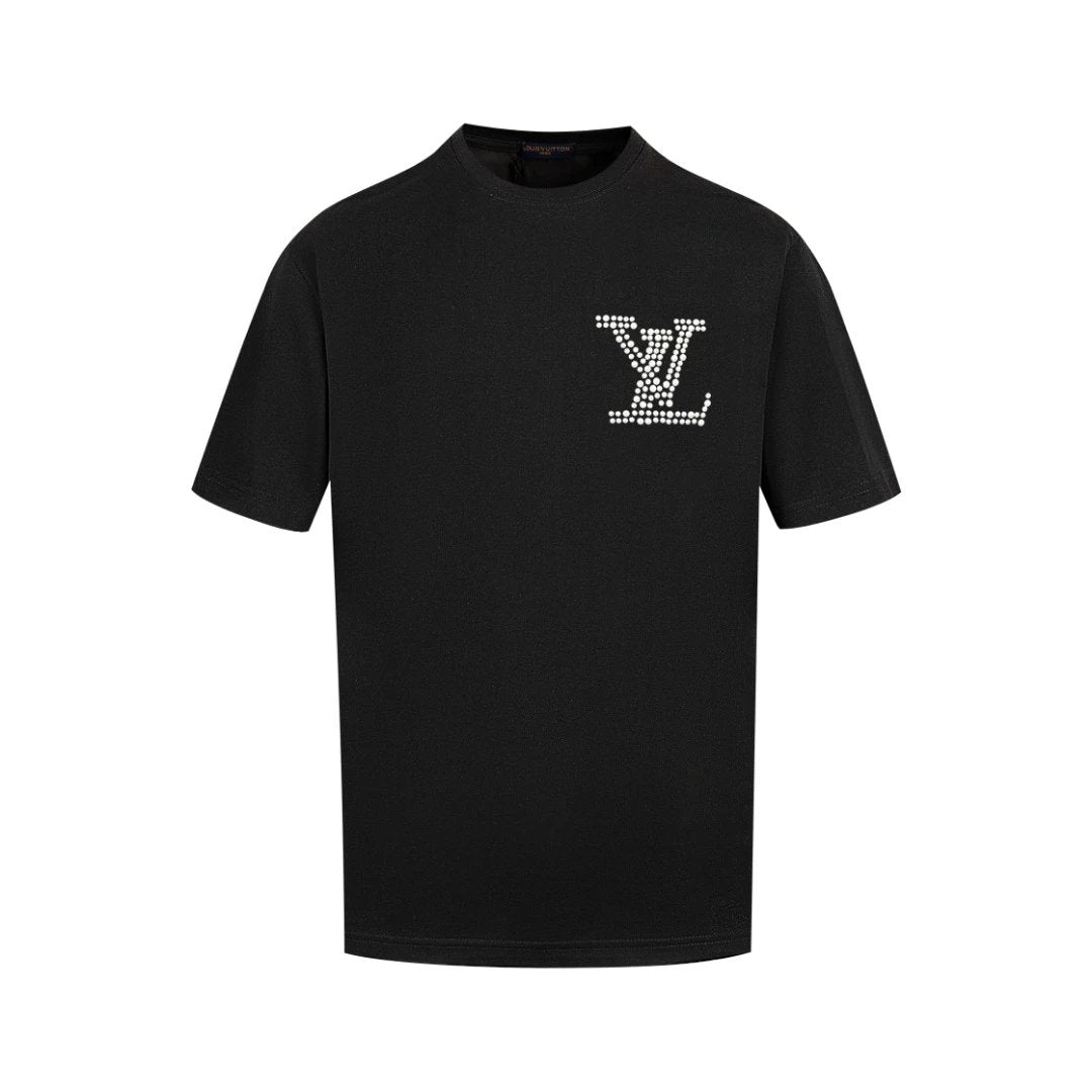 Louis Vuitton LV T-shirt Back Pearl Letter Cannon Bead logo round Neck Short Sleeve25ss New Pure Cotton Unisex Style T T-shirt OS Loose Fit Base Shirt Half Sleeve T-Shirt Top Half Sleeve