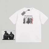 Balenciaga T-shirt Front Chest Show Model Portrait Print logo round Neck Short Sleeve25ss New pure cotton T Unisex T-Shirt OS Loose Fit Base Shirt Top Half Sleeve T-Shirt