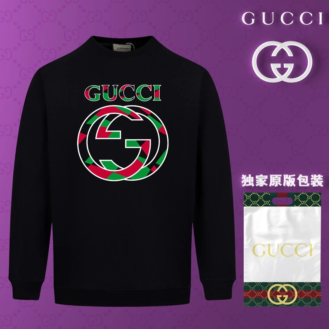 Gucci Hoodie Round chest shape logo Round Neck Sweatshirt Jacket Pullover Long Sleeve OS Loose Fit Base Shirt Top Unisex Sports Casual