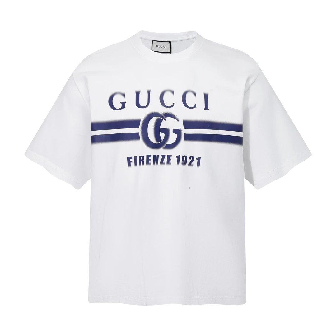 Gucci T-shirt 1921Series Front Print logo round Neck Short Sleeve25ss New Pure Cotton Unisex Style T T-shirt OS Loose Fit Base Shirt Short Sleeve Top T-Shirt