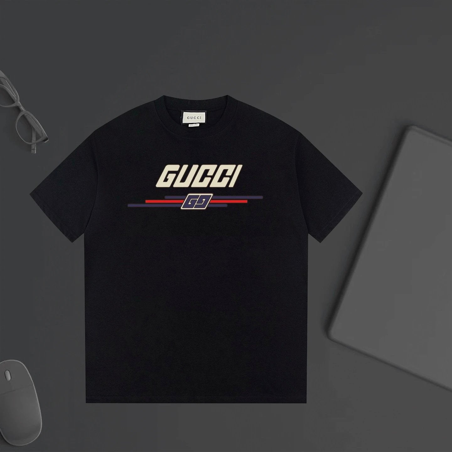 Gucci T-shirt Double-breasted G Letter Printing logo round Neck Short Sleeve25ss New Pure Cotton Unisex Style T T-shirt OS Loose Fit Base Shirt Top Half Sleeve T-Shirt