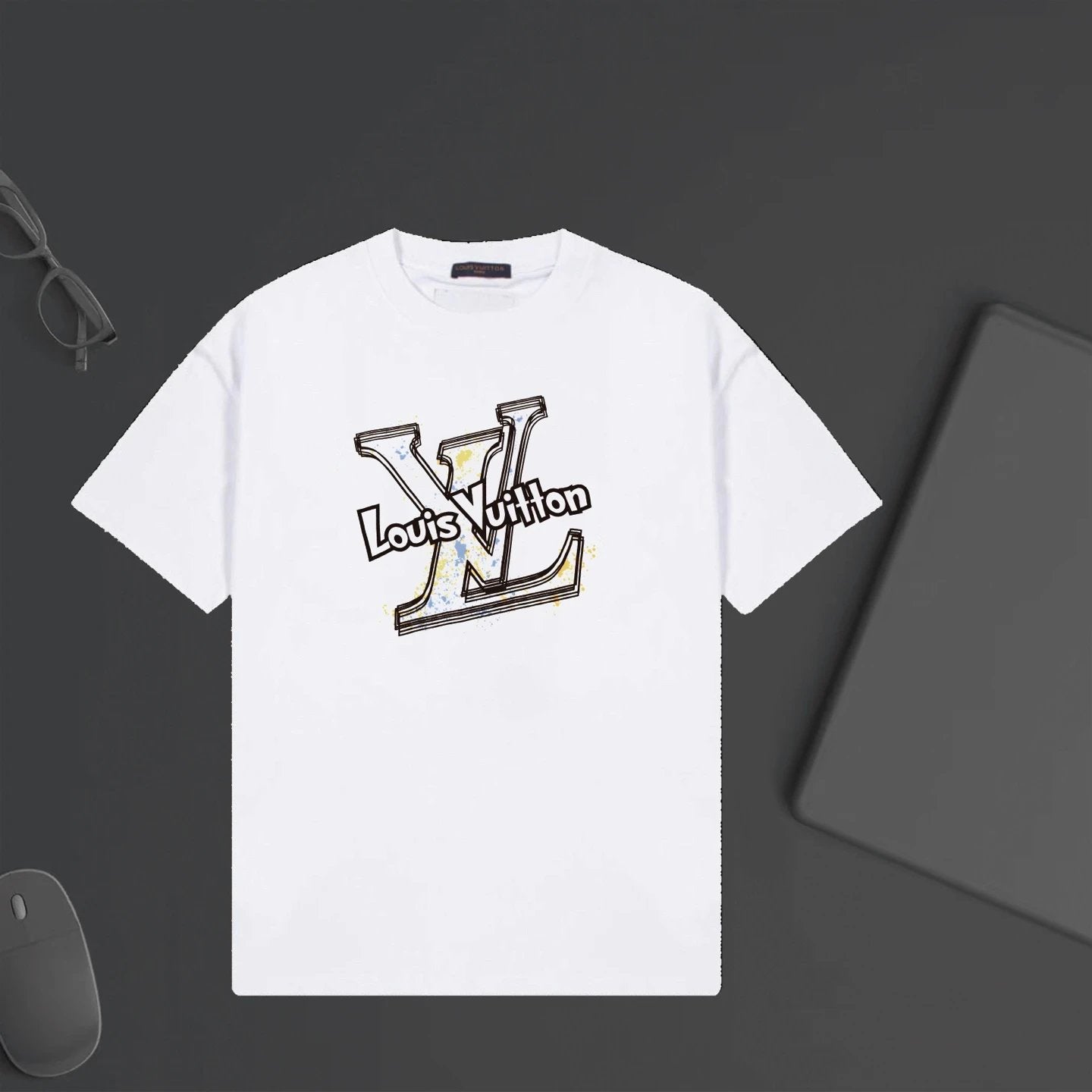 Louis Vuitton LV T-shirt Chest Artistic Letter Print logo round Neck Short Sleeve25ss New pure cotton T Unisex T-Shirt OS Loose Fit Base Shirt Top Half Sleeve T-Shirt