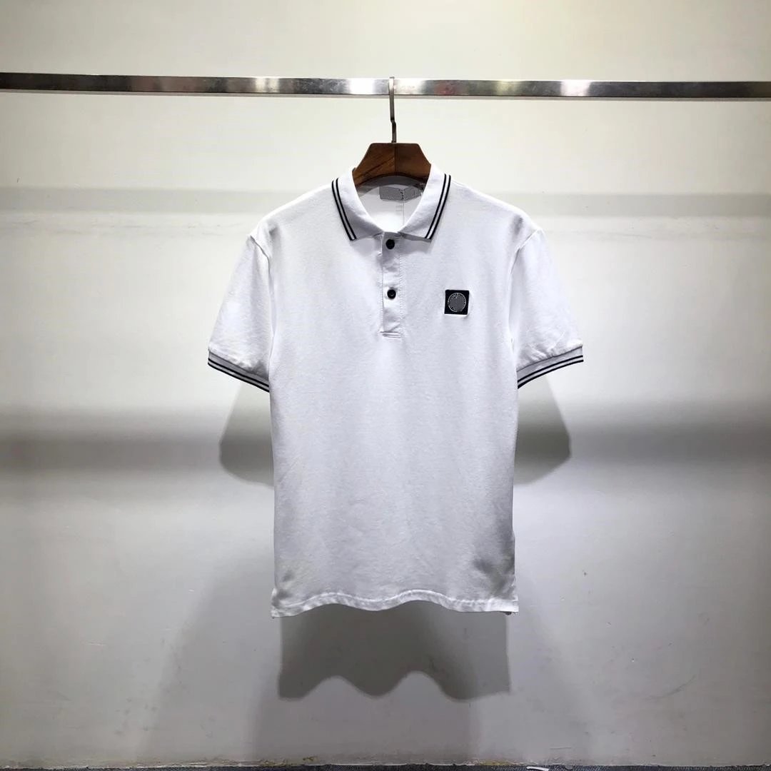 Stone Island T-shirt Supply Spring and Summer New Solid Color Chest Embroidery Small Icon POLO Shirt Men's and Women's Same Loose Cotton Short Sleeve T T-shirt