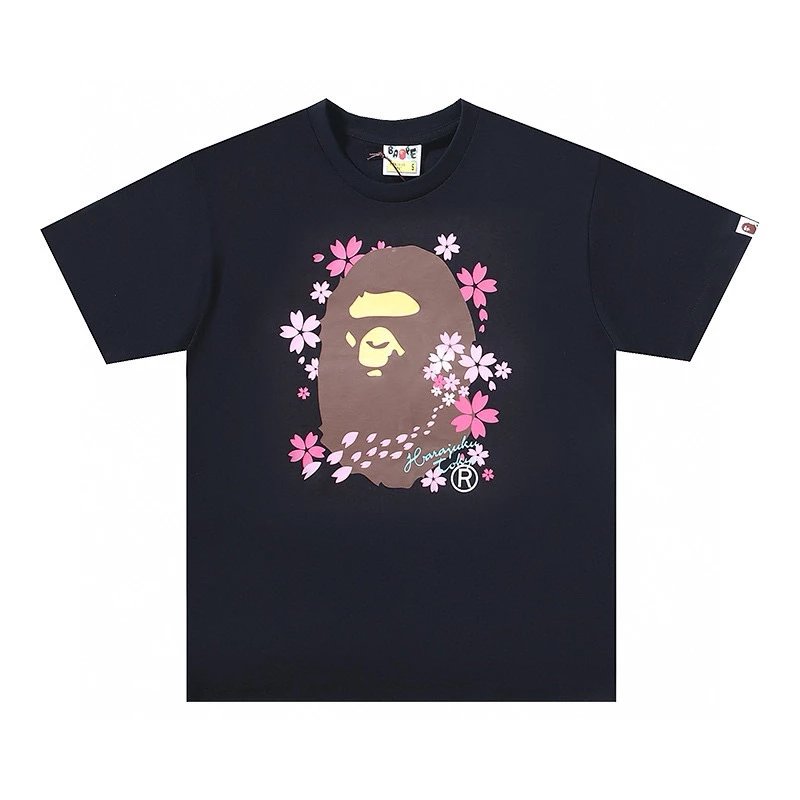 Bape T-shirt Top Version Counter Same Style Pure Cotton Summer Men's and Women's Same Fashion Loose All-Matching2024New Short Sleeve T T-shirt