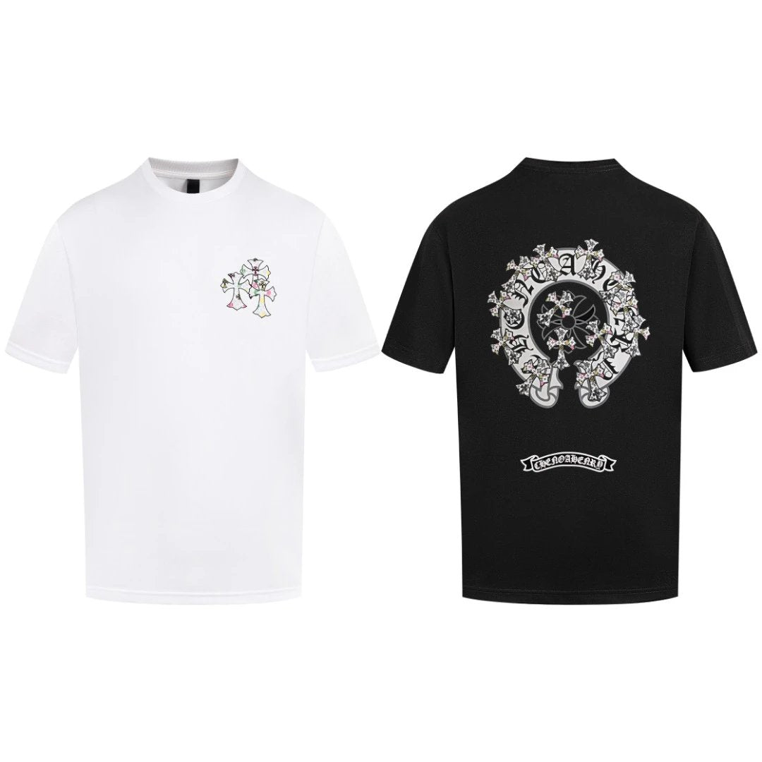 Chrome Hearts T-shirt Embroidery logo round Neck Short Sleeve25ss New Pure Cotton Unisex Style T T-shirt OS Loose Fit Base Shirt Top Half Sleeve T-Shirt