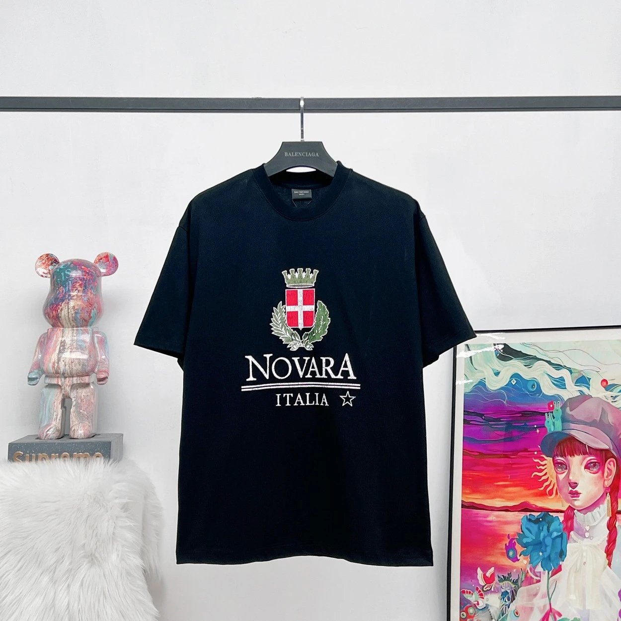 Balenciaga T-shirt Wheat Crown LOGO Color Gradient Print Crew Neck Short Sleeve25ss New Pure Cotton Unisex Style T T-shirt OS Loose Fit Base Shirt Top Half Sleeve T-Shirt