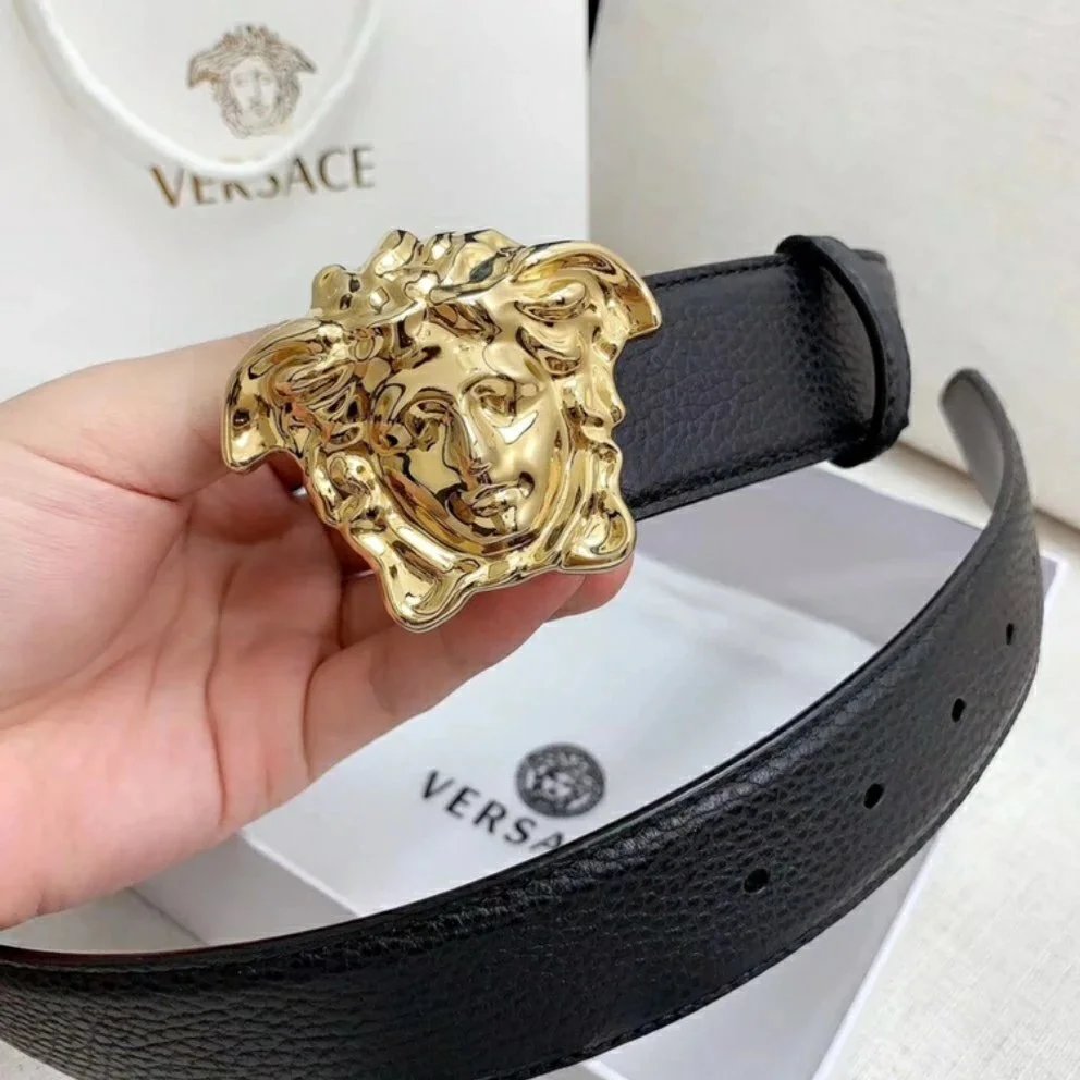 VERSACE Belt Top version New Belt First Layer Calfskin Belt