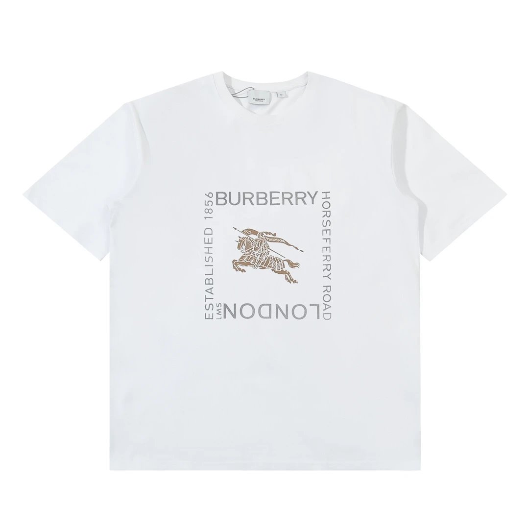 Burberry T-shirt Square logo Letter Printing logo round Neck Short Sleeve25ss New Pure Cotton Unisex Style T Casual T-Shirt Base Layer Shirt OS Loose Fit Half Sleeve Top Plus Size