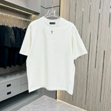 Chrome Hearts T-shirt Embroidered Hollow Design with Handmade Hardware logo round Neck Short Sleeve25ss New pure cotton T Unisex T-Shirt OS Drop Shoulder Loose Fit Base Shirt Top T-Shirt Short Sleeve