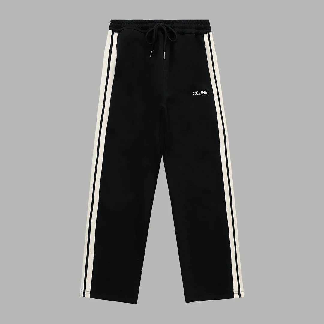 Celine Sweatpants Embroidered Ribbon Straight Sweatpants Sports Pants Autumn Unisex Long Pants Drawstring Winter Loose Plus Size Casual Pants High Waist