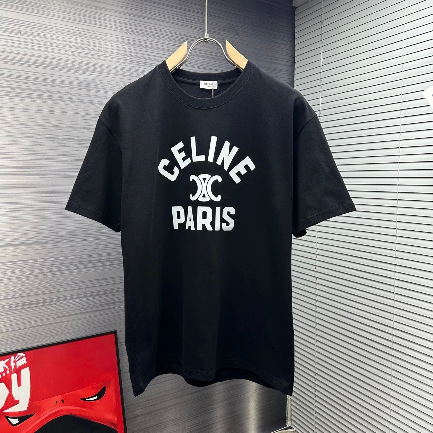 Celine T-shirt Chest Letter Print logo round Neck Short Sleeve25ss New Pure Cotton Unisex Style T T-shirt OS Loose Fit Base Shirt Top Half Sleeve T-Shirt