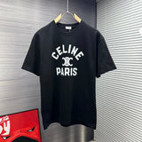Celine T-shirt Chest Letter Print logo round Neck Short Sleeve25ss New Pure Cotton Unisex Style T T-shirt OS Loose Fit Base Shirt Top Half Sleeve T-Shirt