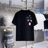 PRADA T-shirt Square Pattern Print on the Chest logo round Neck Short Sleeve25ss New Pure Cotton Unisex Style T Casual T-Shirt Base Layer Shirt OS Loose Fit Half Sleeve Top Plus Size