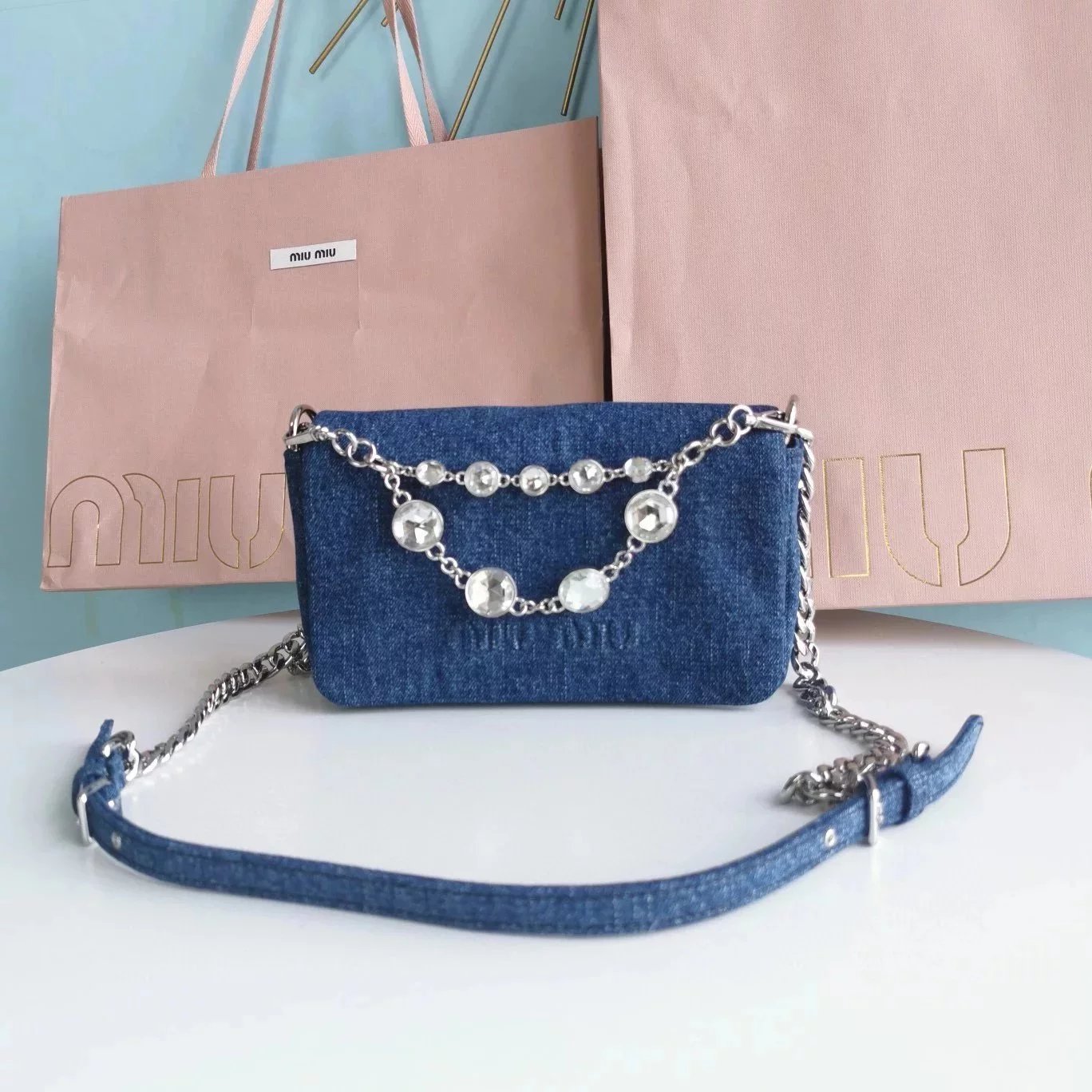 Miu Miu Bag Top version 【Super Original Order】Levi’s Cooperation Series Limited Edition Retro Denim Handbag Shoulder Bag Messenger Bag Women's Bag5BD223