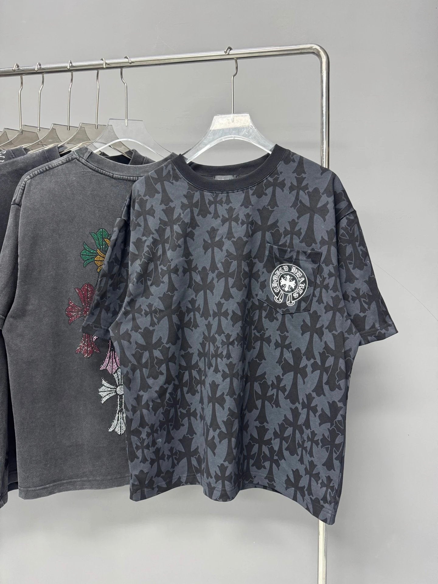 Chrome Hearts T-shirt Full Digital Printing logo round Neck Short Sleeve25ss New pure cotton T Unisex T-Shirt OS Loose Fit Base Shirt Top Half Sleeve T-Shirt