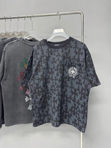 Chrome Hearts T-shirt Full Digital Printing logo round Neck Short Sleeve25ss New pure cotton T Unisex T-Shirt OS Loose Fit Base Shirt Top Half Sleeve T-Shirt
