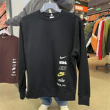Nike Men's Crew Neck Pullover Autumn and Winter Fleece-lined String Label Sports Leisure Warm Sweater DX0782-010