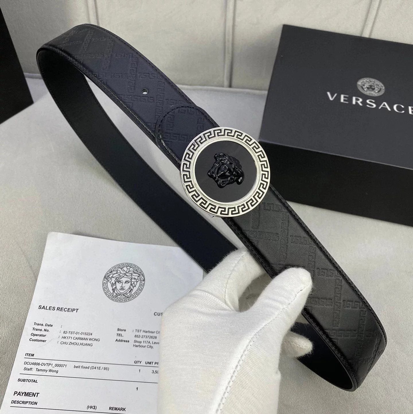 VERSACE Belt Top version Brand New Full Set Belt Fashion Trend Genuine Leather Business Casual Men Women Belt Cowhide Embossed Pant Belt