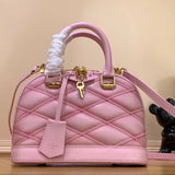 Louis Vuitton LV Women's Bag Top version 【High Version Original Leather】New Diamond Quilted Pattern A1maBB Shell Bag Original Sheepskin Shoulder Messenger Bag Portable Women's Bag AlmaBB Handbag M23666