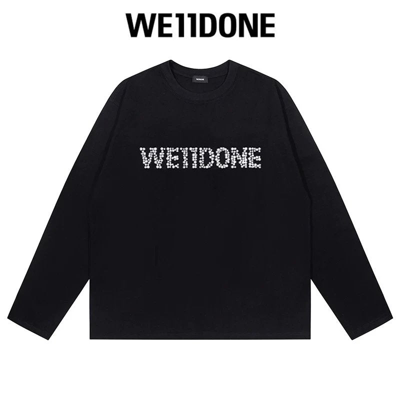 We11done Hoodie Top Version Zhao Lusi Yang Mi Long Sleeve T T-shirt Color Graffiti Letters Gradient Spring and Autumn