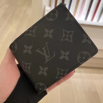 Louis Vuitton LV Bag Men's Black, Retro Flowers Pattern Checkerboard Wallet Classic Clutch Card Holder