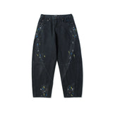 Balenciaga Jeans Hand-Painted Ink Splash Pure Cotton Curved Knife Pants Casual Pants Wide-Leg Pants Loose Jeans Unisex Long Pants24ss Autumn and Winter New Products