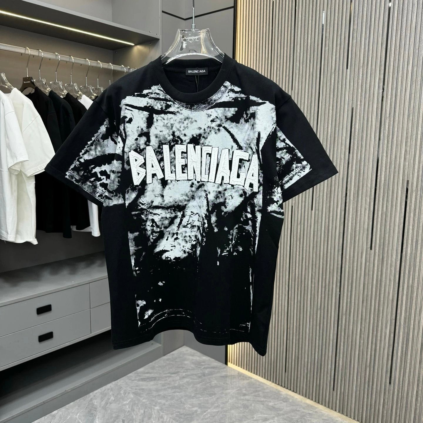 Balenciaga T-shirt Using dyeing process and sizing series process logo round Neck Short Sleeve25ss New pure cotton T Unisex T-Shirt OS Drop Shoulder Loose Fit Base Shirt Top T-Shirt Short Sleeve