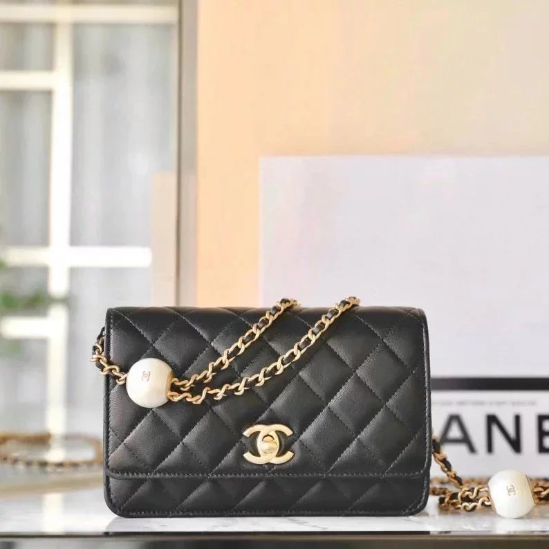 Chanel Women's Bag Top version 【Original Leather Grade Surrogate Shopping】24Spring and Summer New24S Double Pearl Hand WOC Envelope Package Fortune Bag Chain Tangyuan Bag Shoulder Messenger Handbag New Women's Bag AP3964