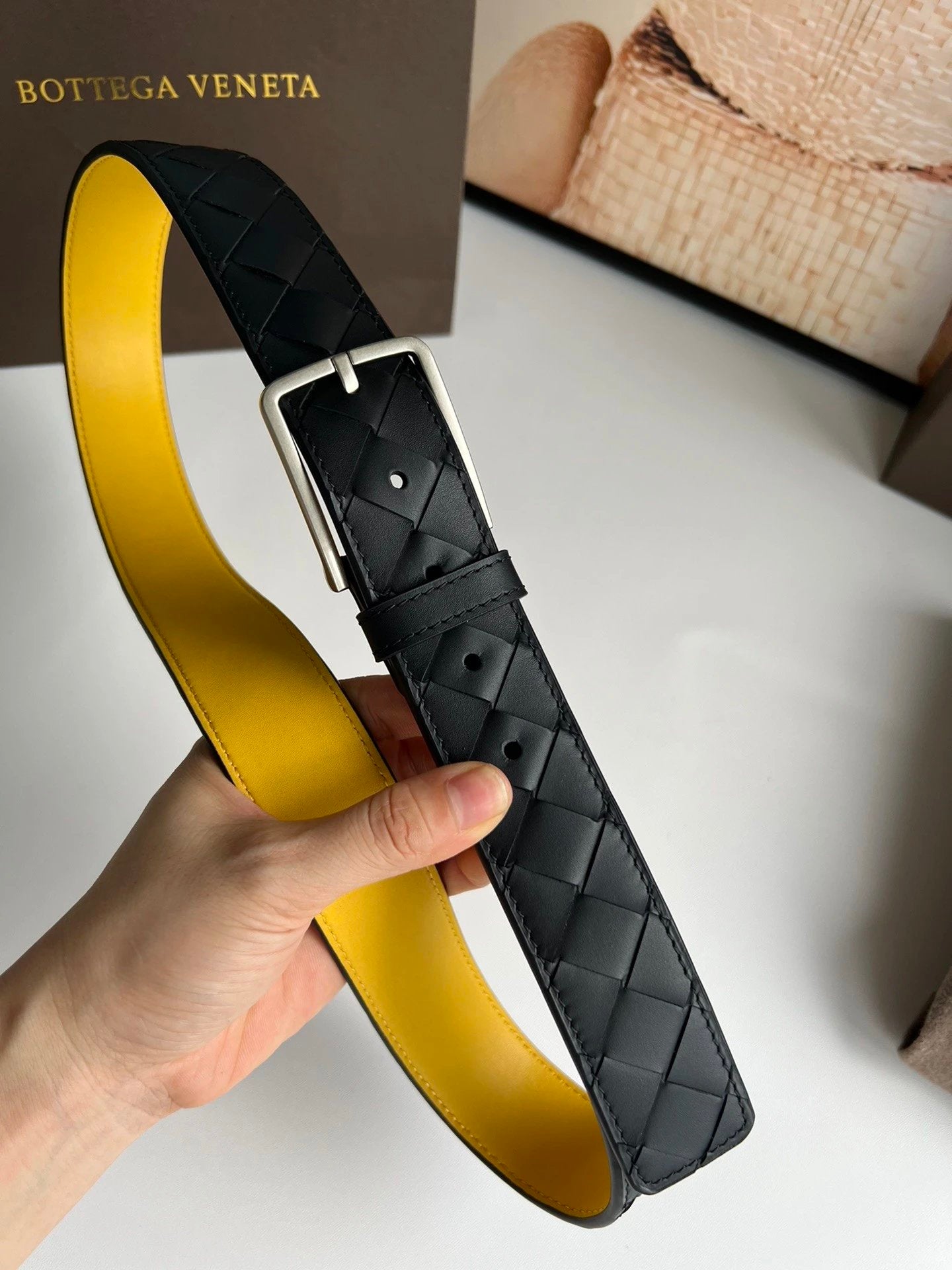 Bottega Veneta Belt 【First Layer Cowhide】Counter Version Free Packaging New Belt Men's First Layer Cowhide Hand-Woven Calfskin Belt Fashion All-Matching3.5cm Pant Belt Men and Women Business Casual Belt Belt Men's Leather Belt