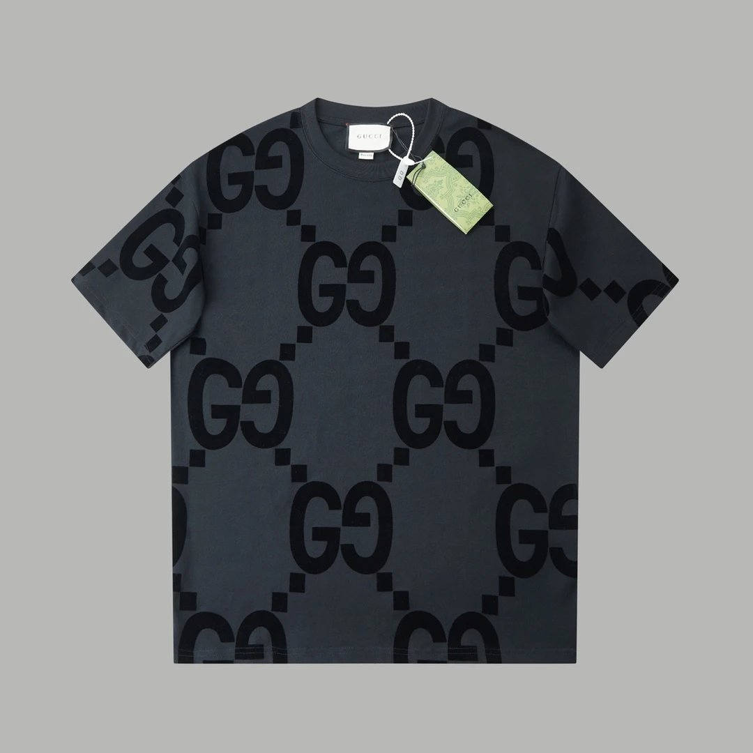 Gucci T-shirt All in Black Outfit G Letter Printing logo round Neck Short Sleeve25ss New pure cotton T Unisex T-Shirt OS Drop Shoulder Loose Fit Base Shirt Top T-Shirt Short Sleeve