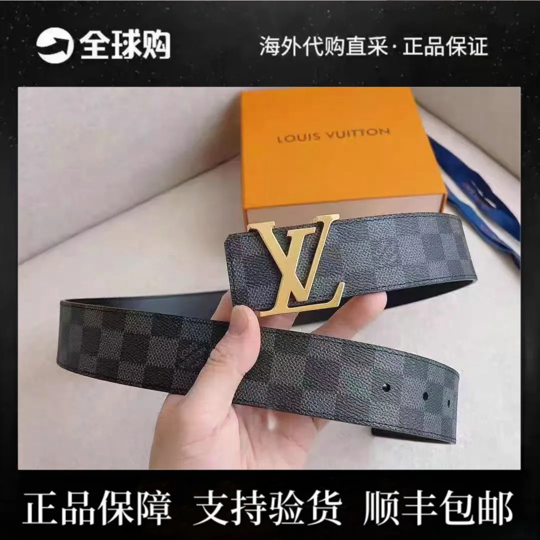 Louis Vuitton LV Belt Belt Classic Black for Men Flower Button Double-Sided Cowhide Casual Belt Buckle Business Genuine Leather Pants Belt Women