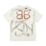 Balenciaga T-shirt Front and Rear Pair B Alphabet Hand-drawn Mud Print logo round Neck Short Sleeve25ss New pure cotton T Unisex T-Shirt OS Loose Fit Base Shirt Top Half Sleeve T-Shirt