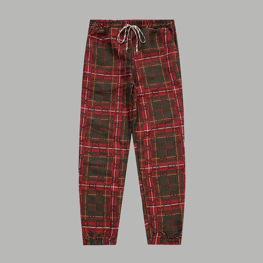 Gucci Jeans Square Pattern Contrast Color Pants G Unisex Casual Jogger Pants