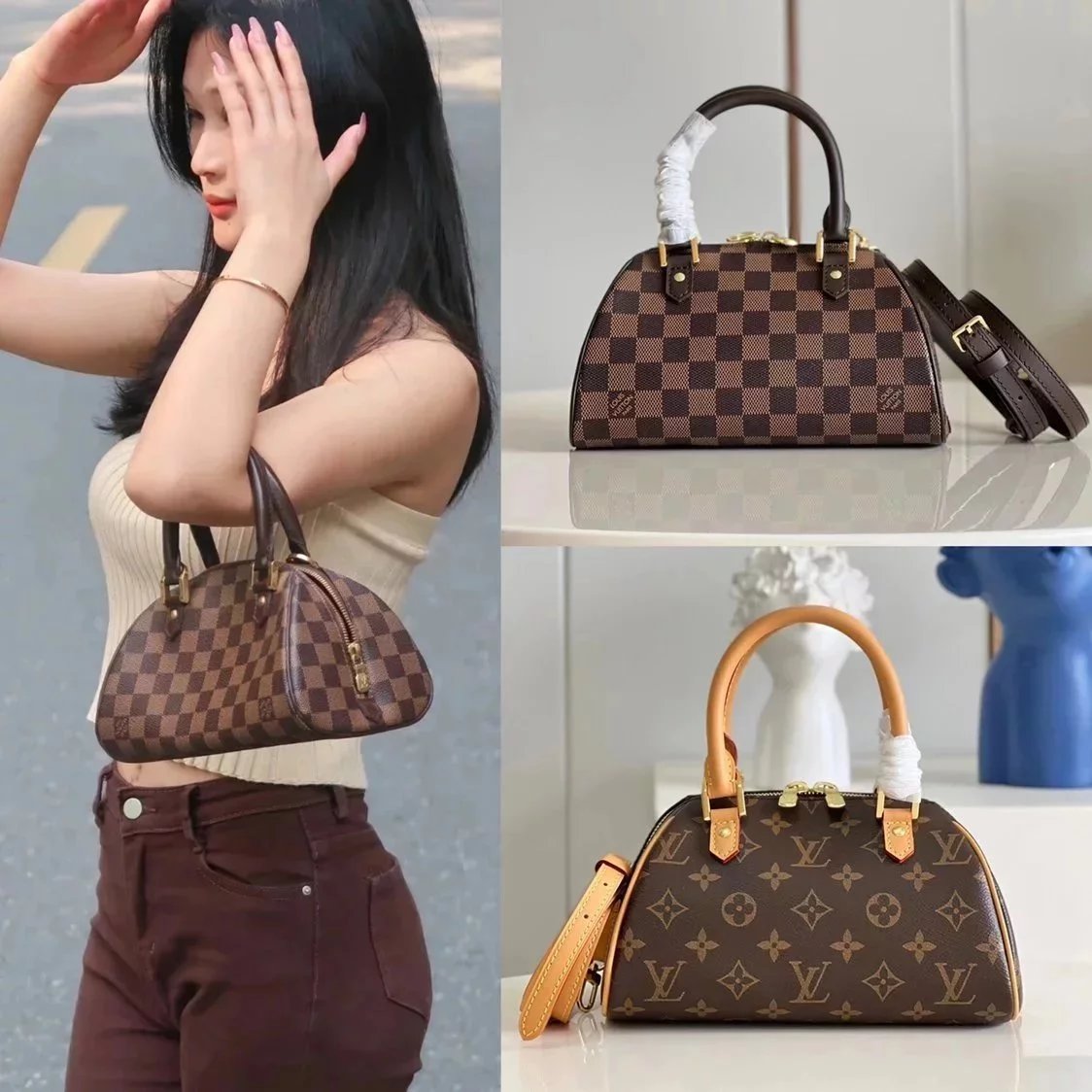 Louis Vuitton LV Women's Bag Top version M502022022New Small Yuanbao Handbag Series Super mini Vintage Bag Chessboard Plaid Ingot Bag Shoulder Messenger Bag Portable Women's Bag
