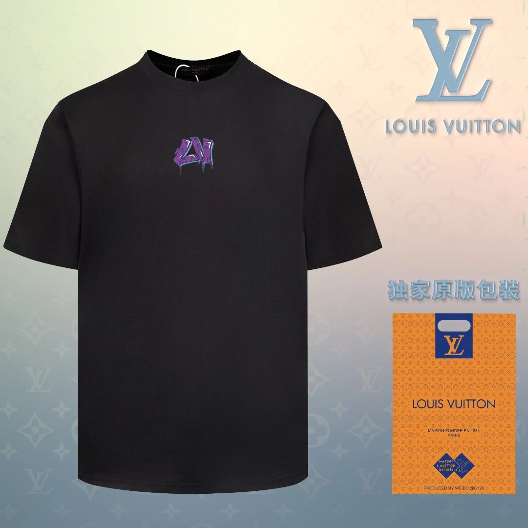 Louis Vuitton LV T-shirt Melt Your Heart Personality LOGO Printed round Neck Short Sleeve25ss New Pure Cotton Unisex Style T T-shirt OS Loose Fit Base Shirt Short Sleeve Top T-Shirt