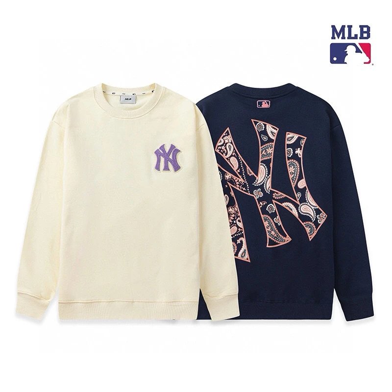 MLB Hoodie Top Version Counter Same Style Sweatershirt Men's Clothing Autumn and Winter New Classic LOGO Embroidered Crew Neck Long Sleeve Fashion